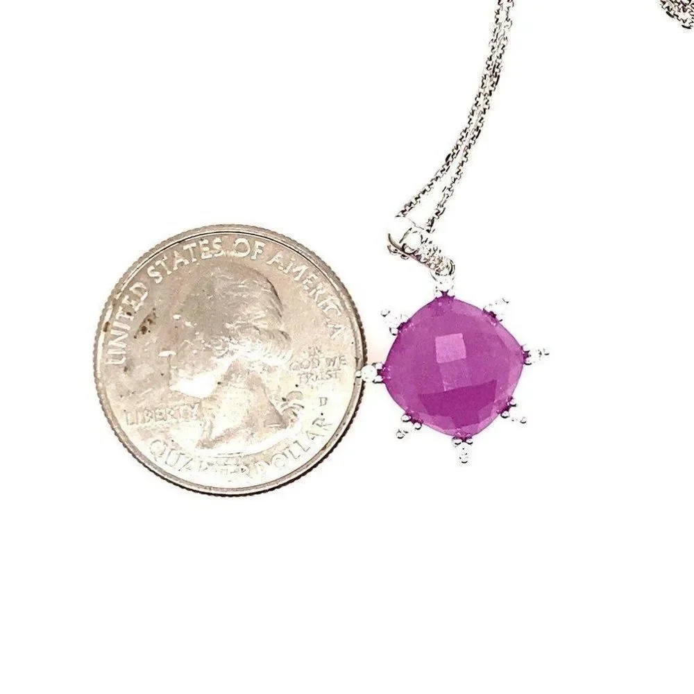 14k Purple Gem/Diamonds Necklace‎